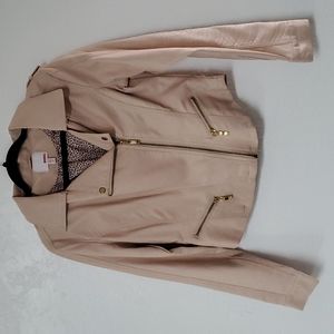 Faux Leather Pink Moto Jacket